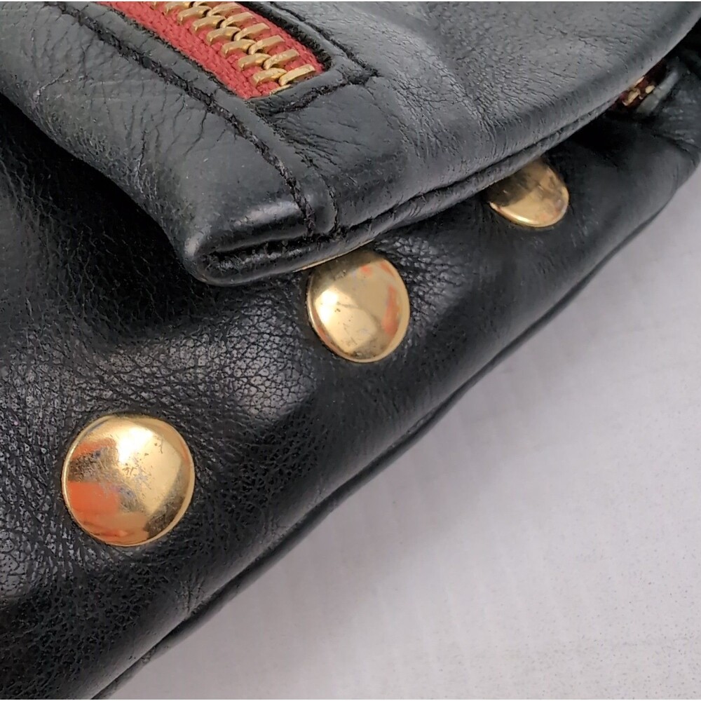 Hammitt Los Angeles Black Pebbled Leather VIP Satchel Red Zipper No Strap - Wear - Picture 6 of 15